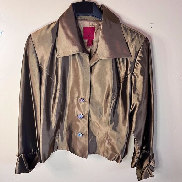 JS Collections Womens Fancy Button Top Size 16 Shoulder Pads Dressy - Picture 1 of 4